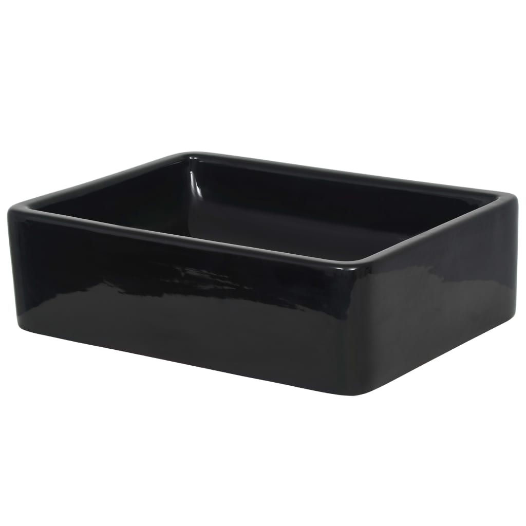 Baderomsvask keramisk rektangulær Svart 41x30x12 cm