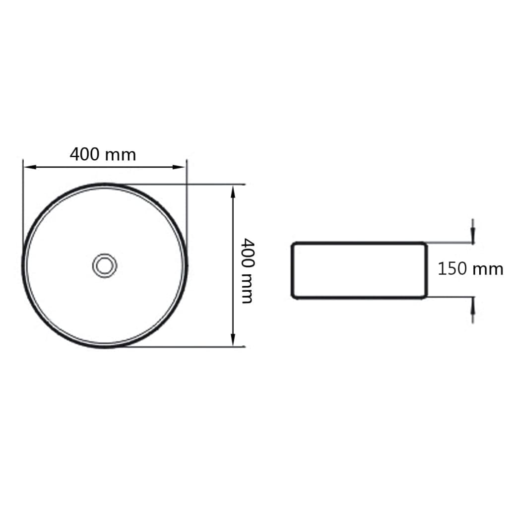 Baderomservant keramisk rund Svart 40x15 cm