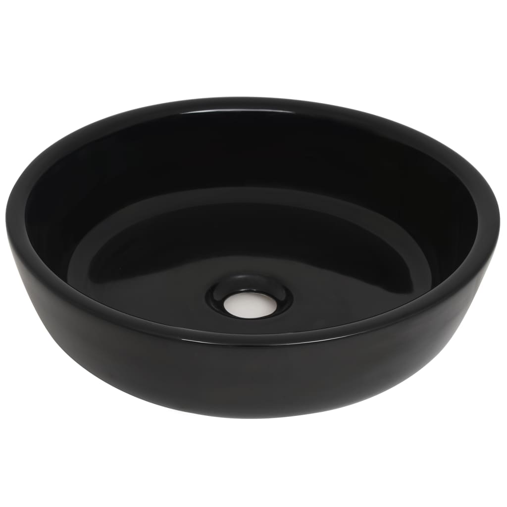 Baderomservant keramisk rund Svart 42x12 cm