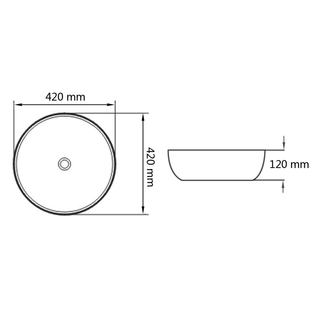 Baderomservant keramisk rund Svart 42x12 cm