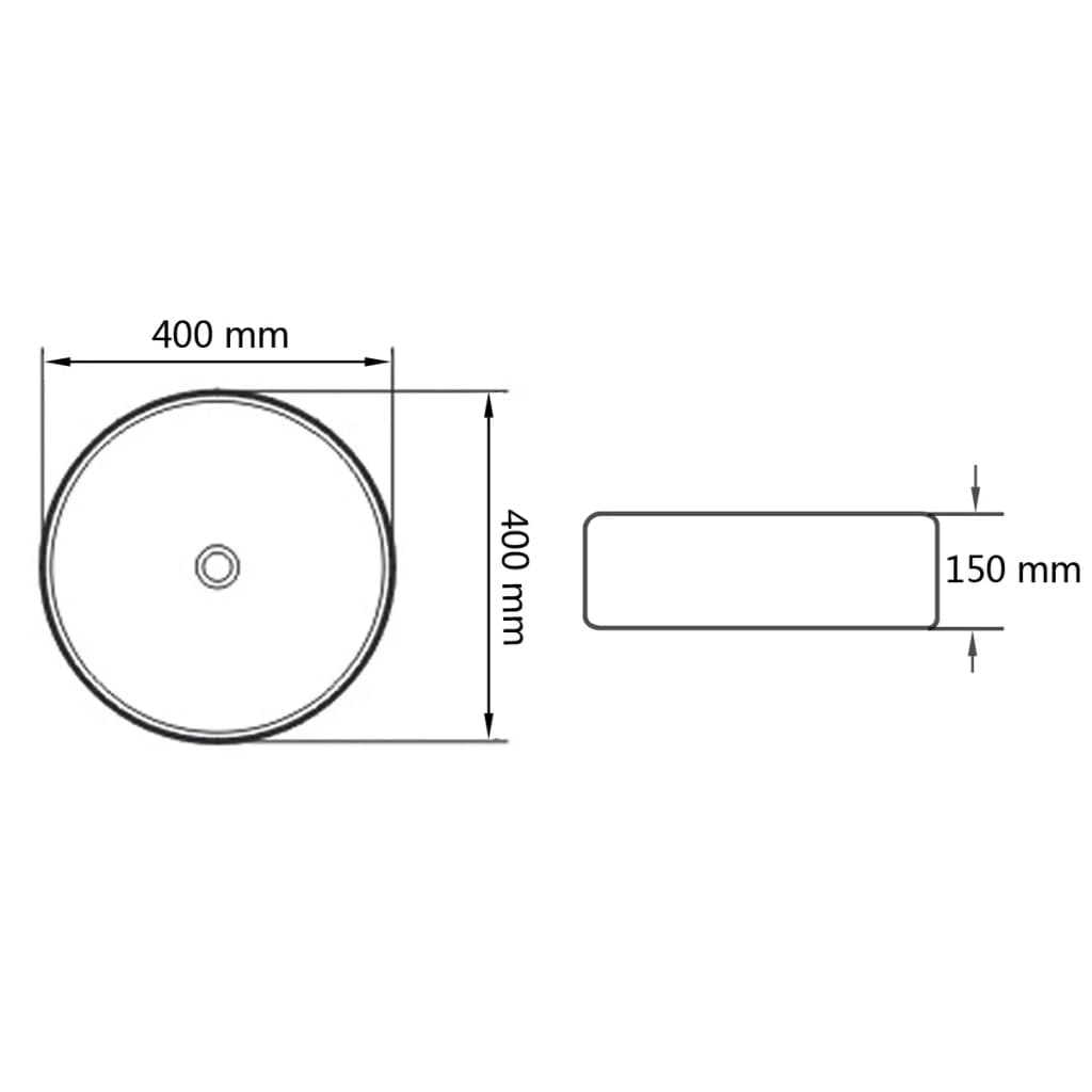 Baderomservant keramisk rund Svart 40x15 cm