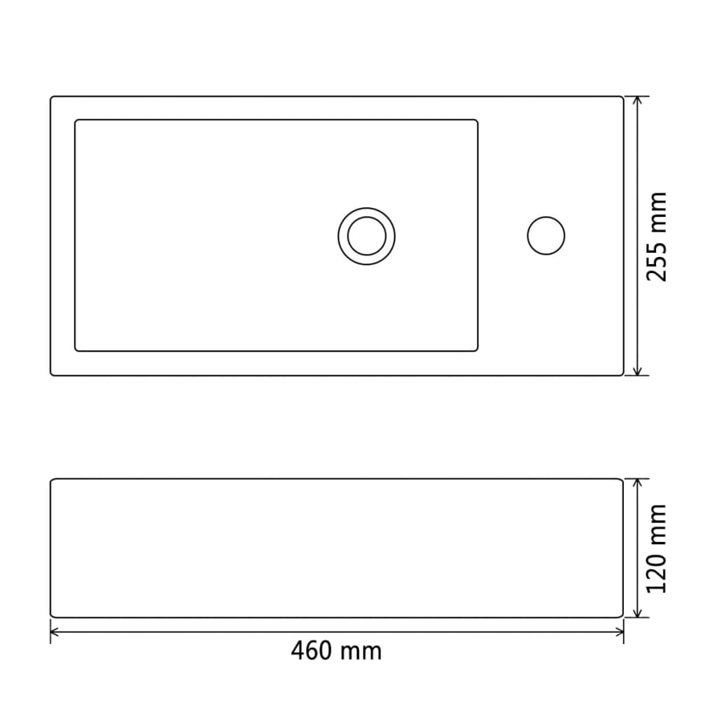 Baderomsvask med kranhull rektangulær keramisk Svart 46x25,5x12 cm
