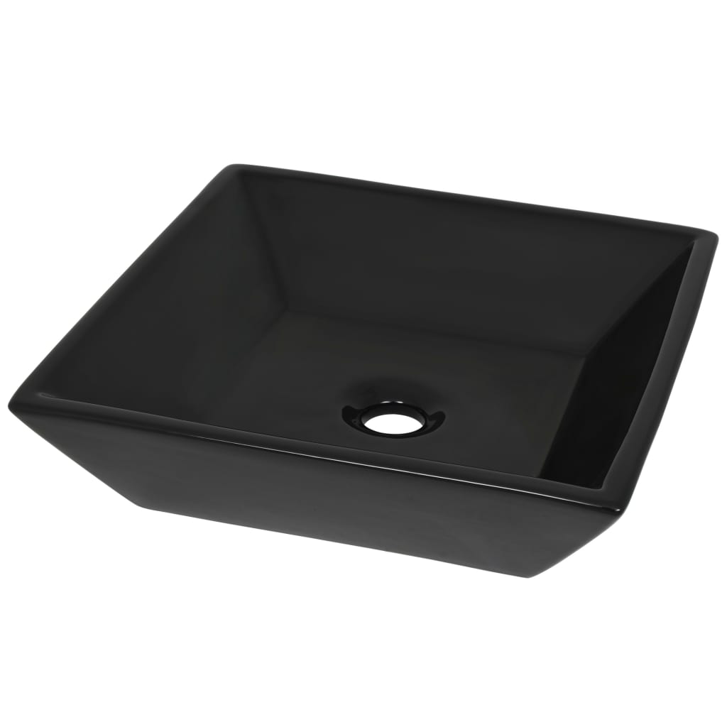 Baderomservant keramisk kvadratisk Svart 41,5x41,5x12 cm