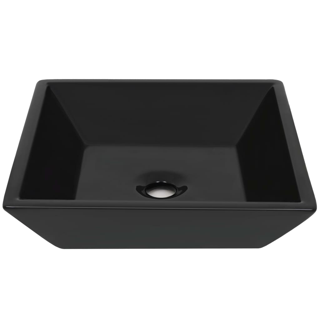Baderomservant keramisk kvadratisk Svart 41,5x41,5x12 cm