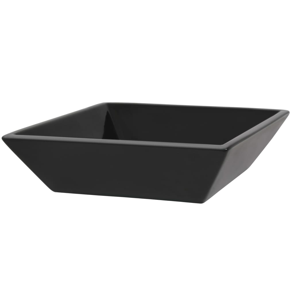 Baderomservant keramisk kvadratisk Svart 41,5x41,5x12 cm