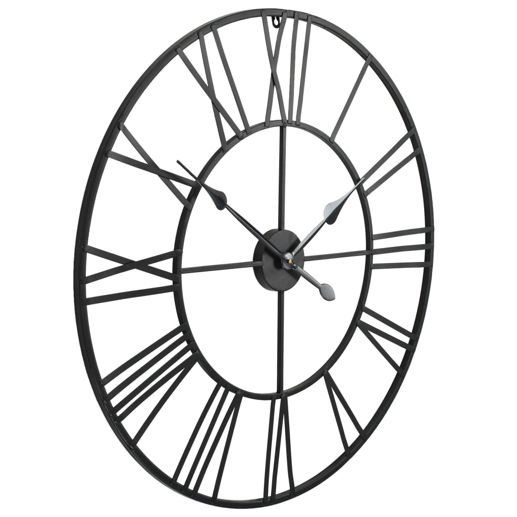 Veggklokke vintage med kvarts-urverk 80 cm XXL metallfarget