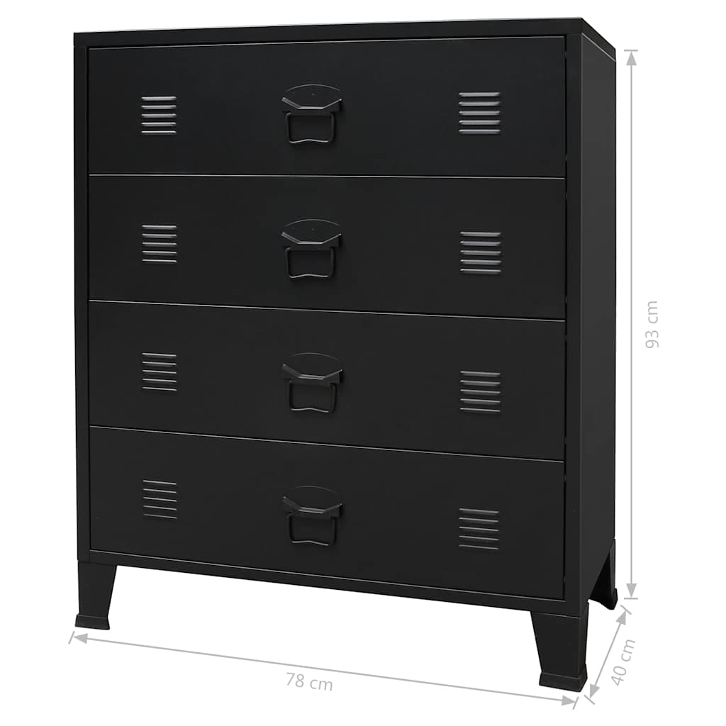 Kommode DIV. Svart metall industriell stil 78x40x93 cm