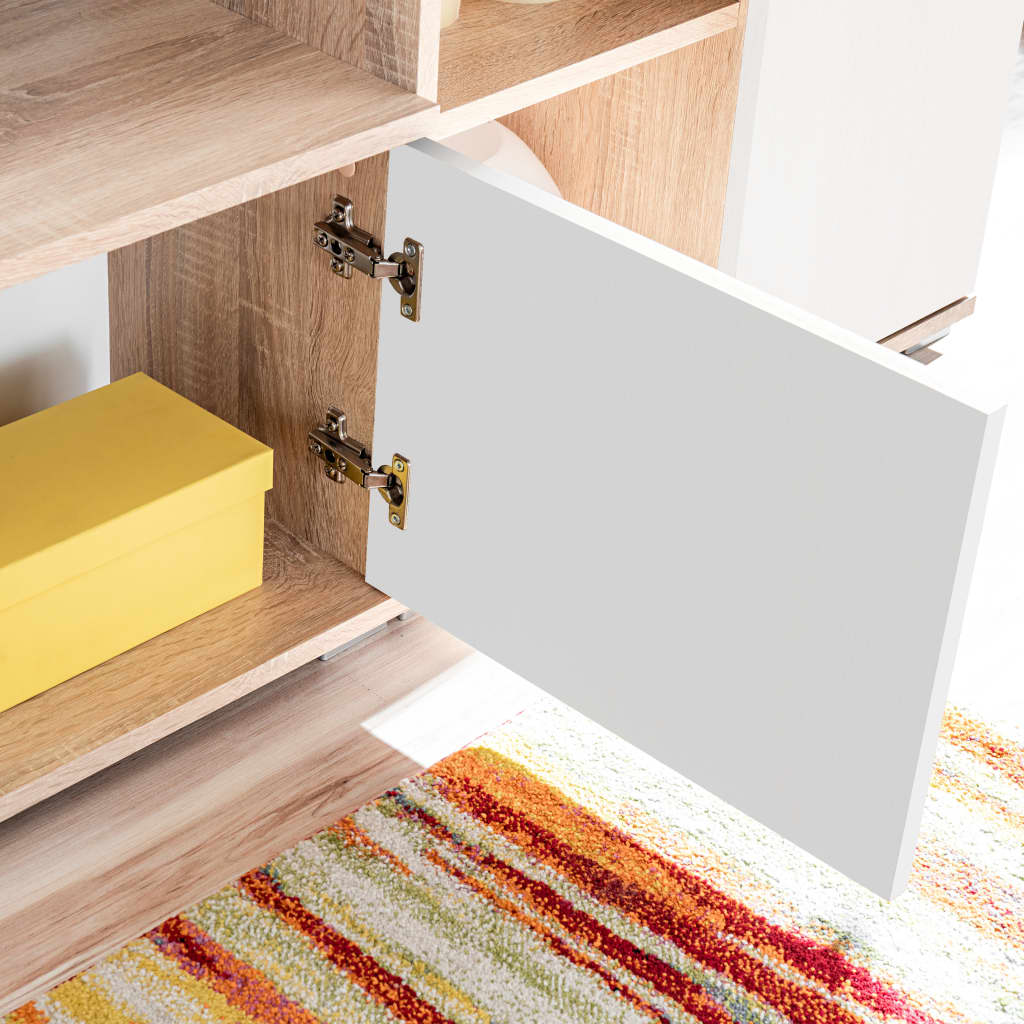 TV-Møbel Sonoma Eik TV-veggenhet med LED-lys og Hvit