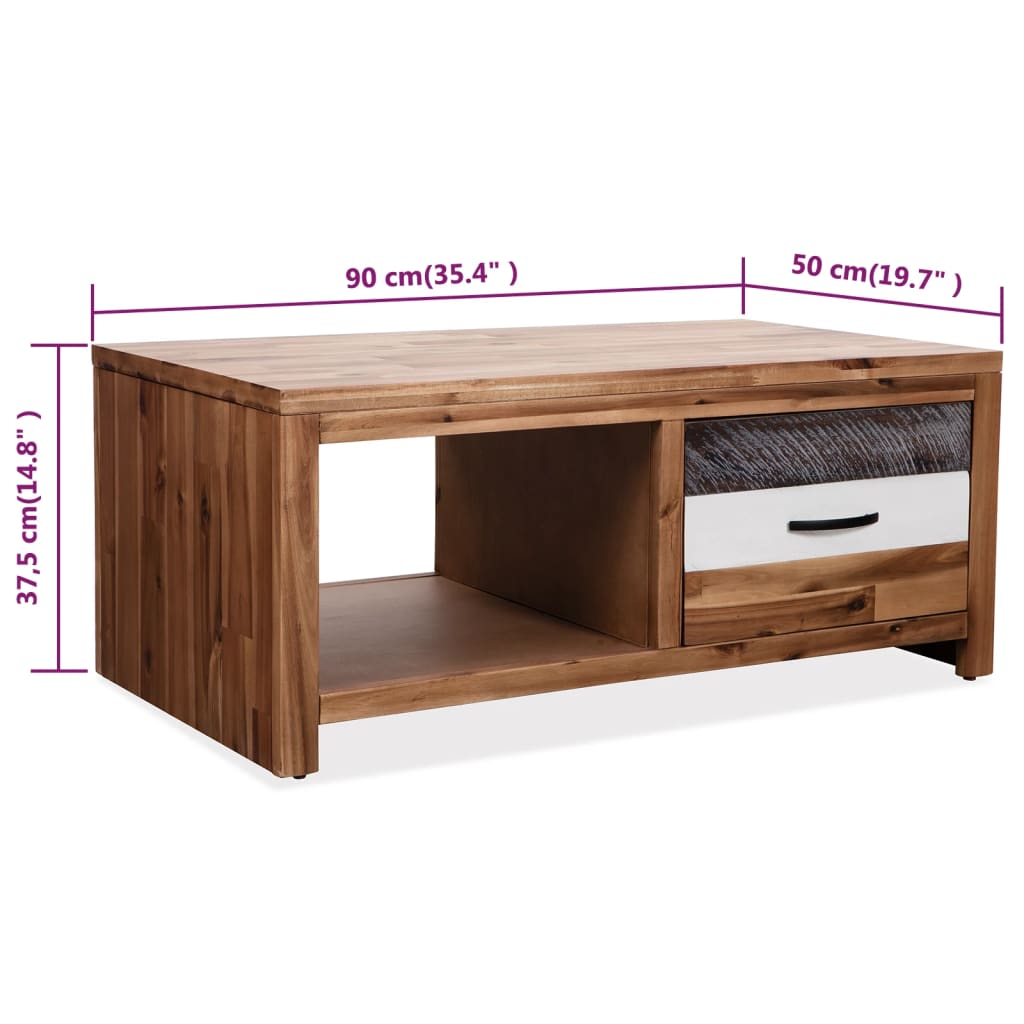 Salongbord Sofabord Tre heltre akasie 90x50x37,5 cm
