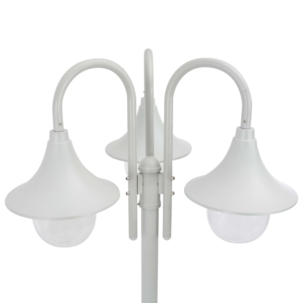 Hagebelysning Lyktstolpe E27 220 cm aluminium 3 lamper hvit