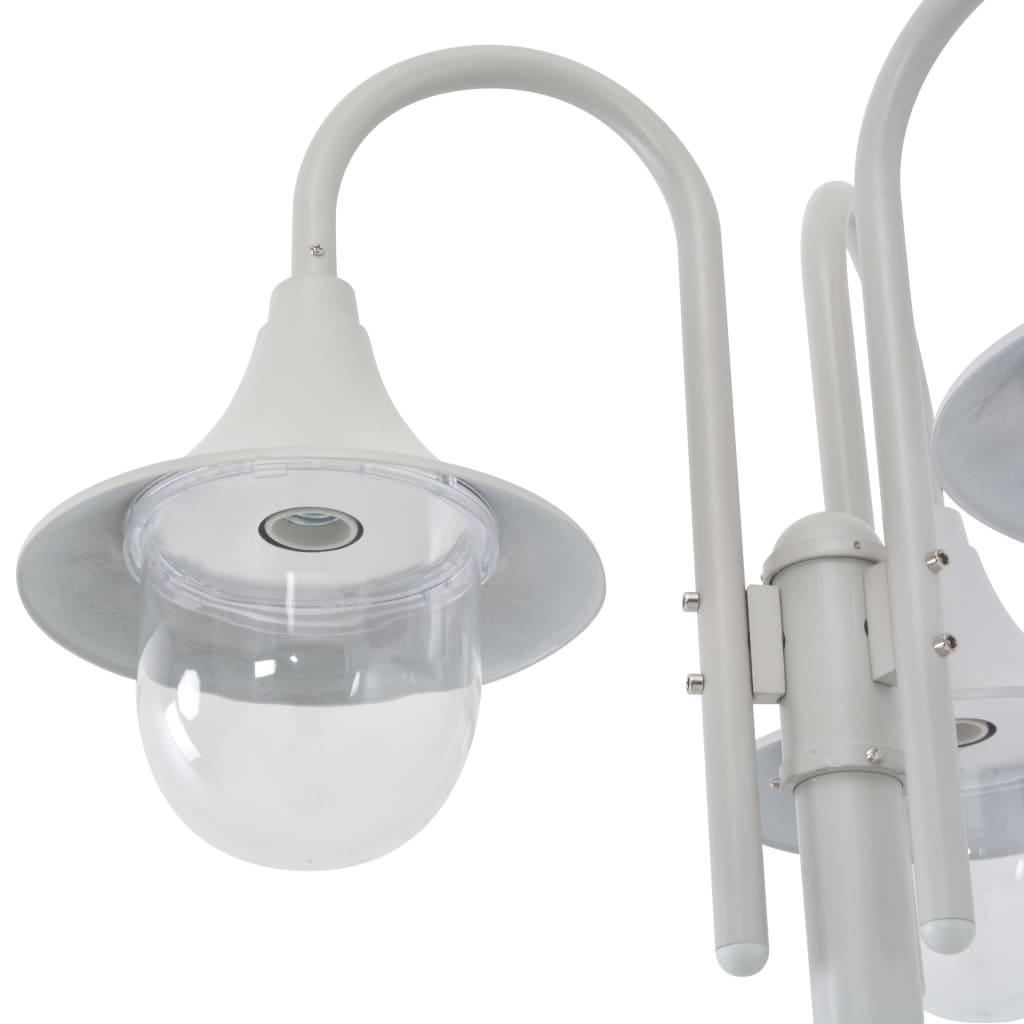 Hagebelysning Lyktstolpe E27 220 cm aluminium 3 lamper hvit