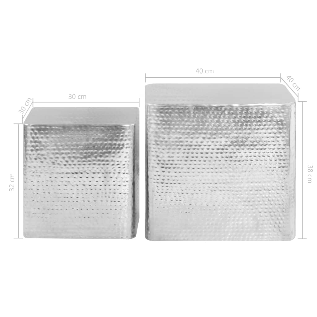 Salongbord Sofabord DIV. 2 stk sølv aluminium