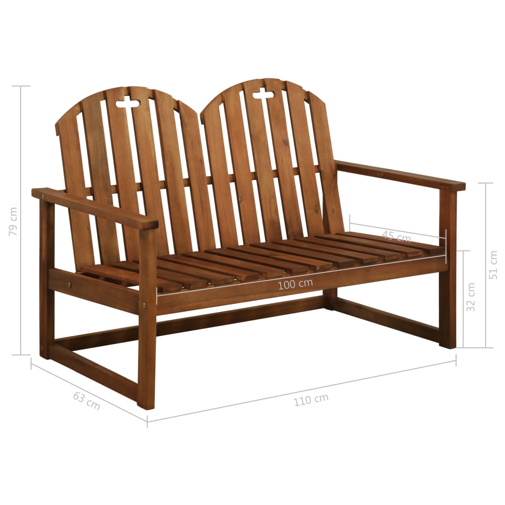 Hagebenk Tre 110 cm heltre akasie