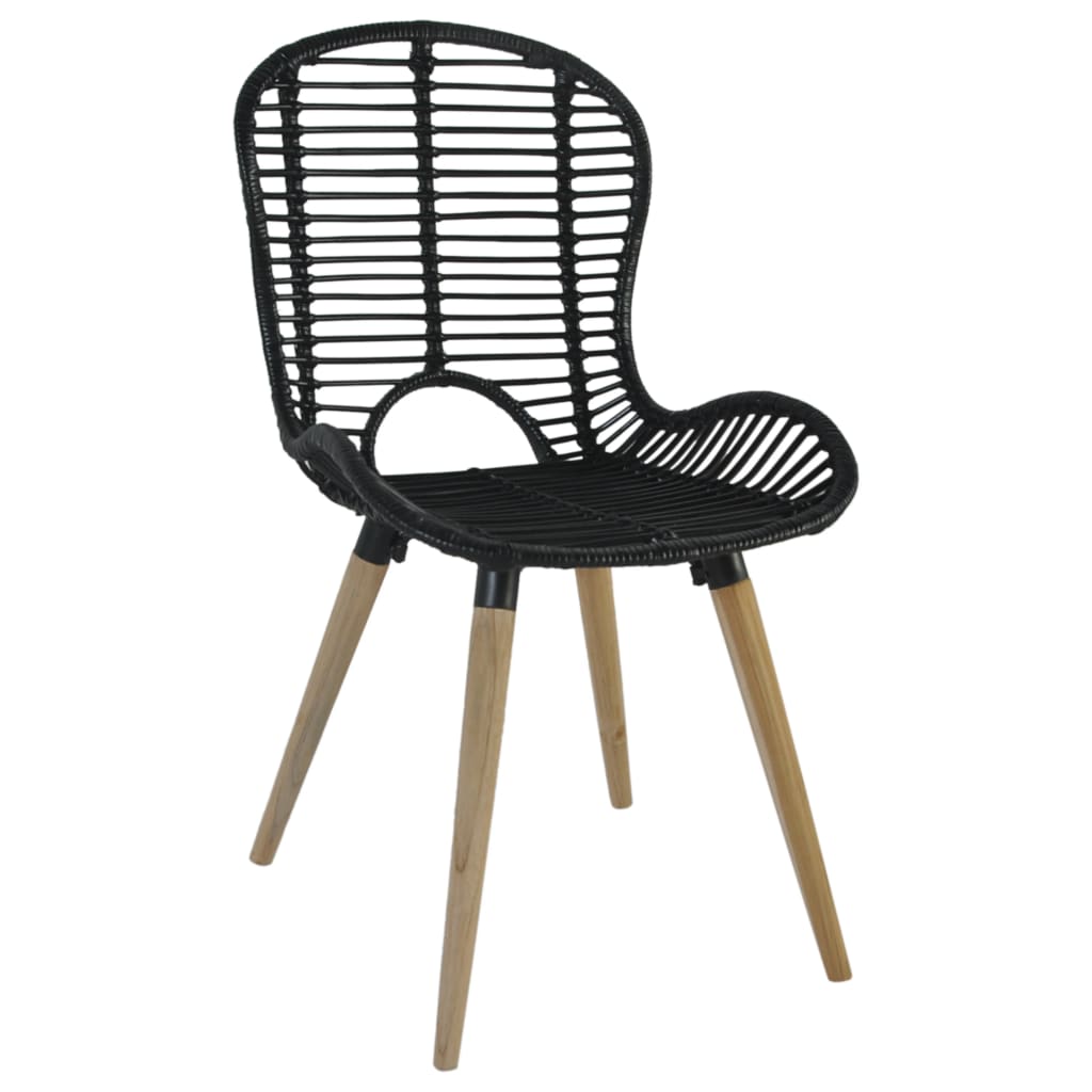 Spisestoler 2 stk svart naturell rotting