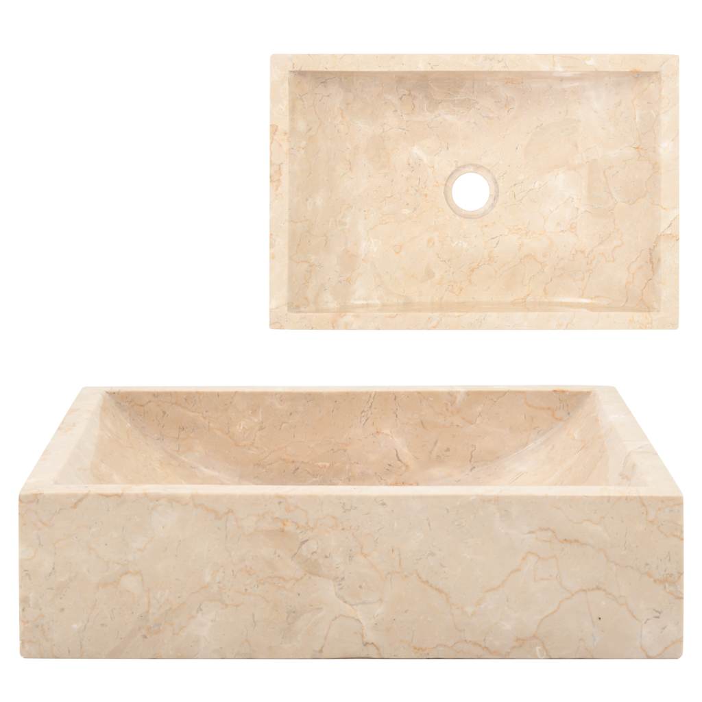 Baderomsvask 45x30x12 cm marmor Høyglans krem