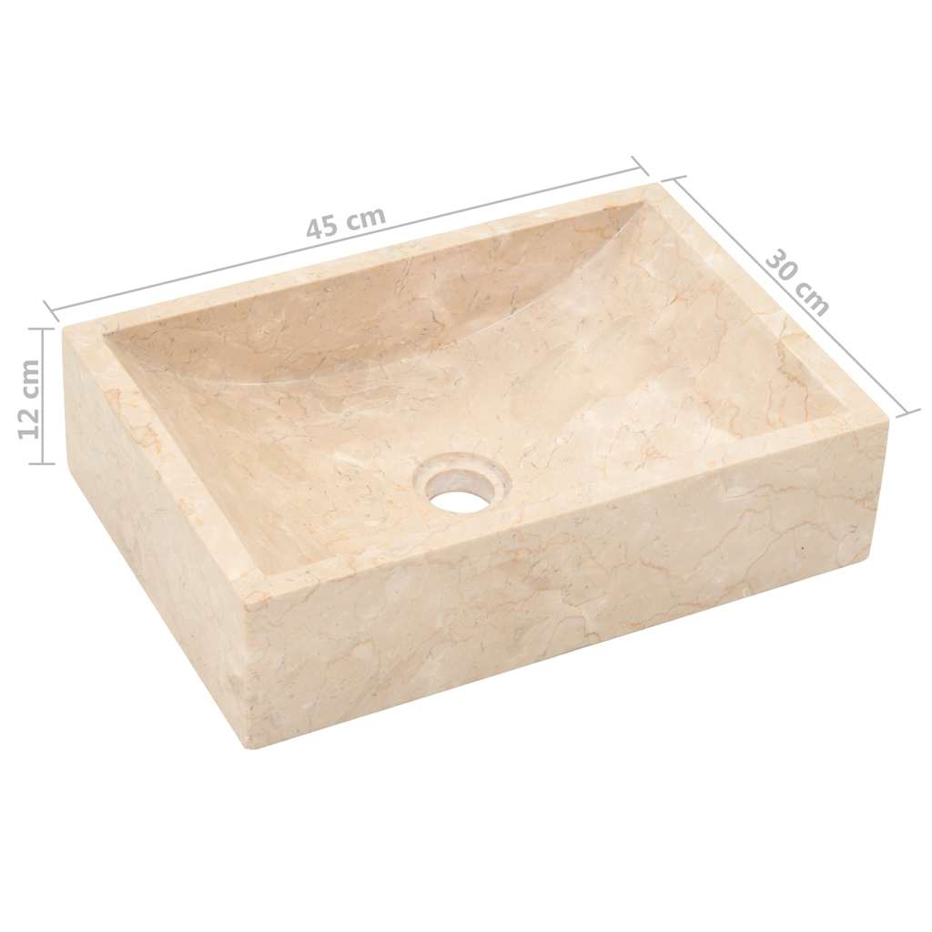 Baderomsvask 45x30x12 cm marmor Høyglans krem