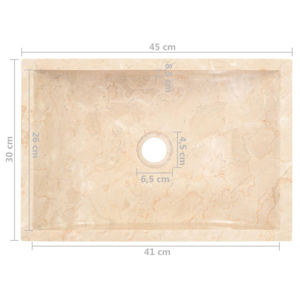 Baderomsvask 45x30x12 cm marmor Høyglans krem