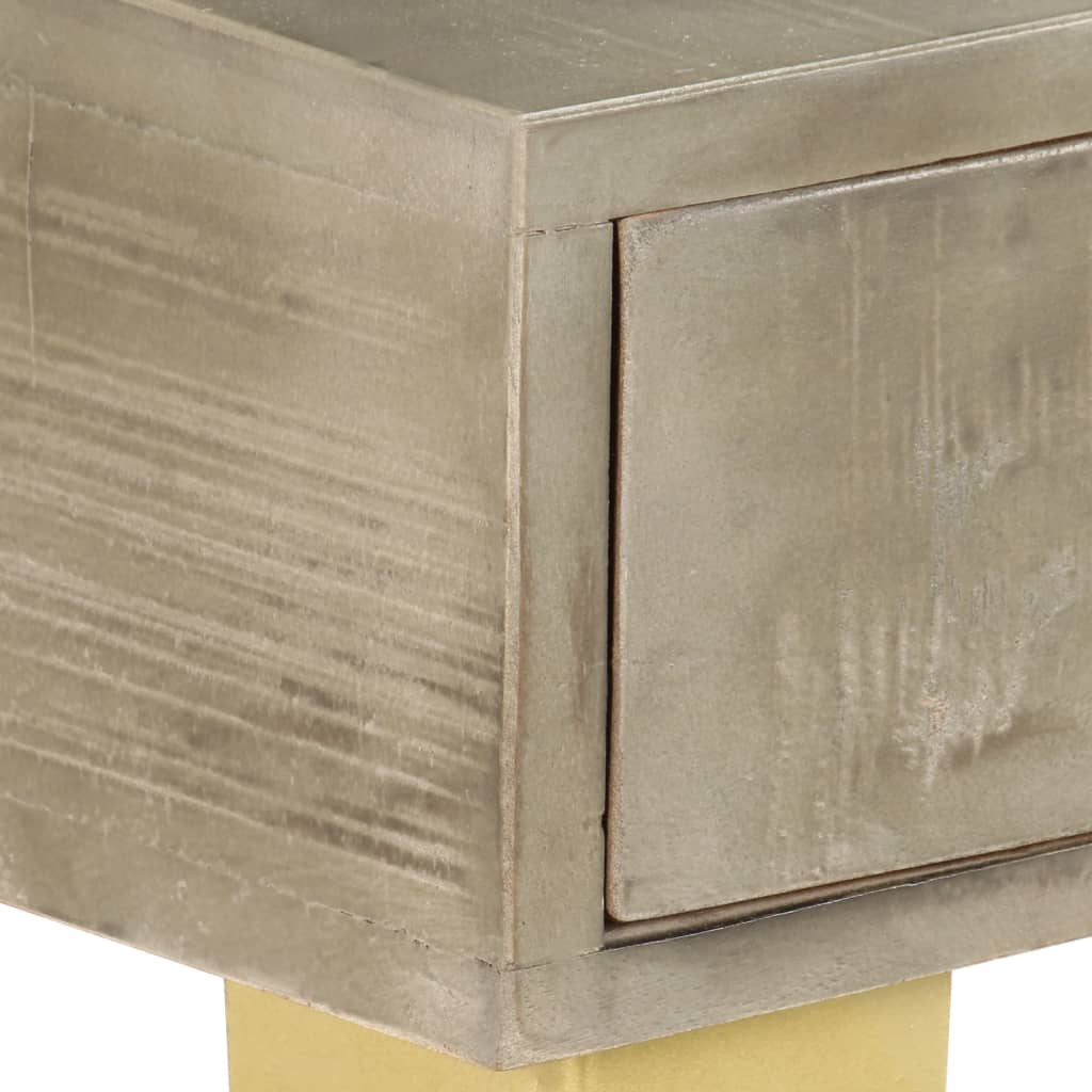 Avlastningsbord Konsollbord Tre heltre mango Grå med messing 110x35x76 cm