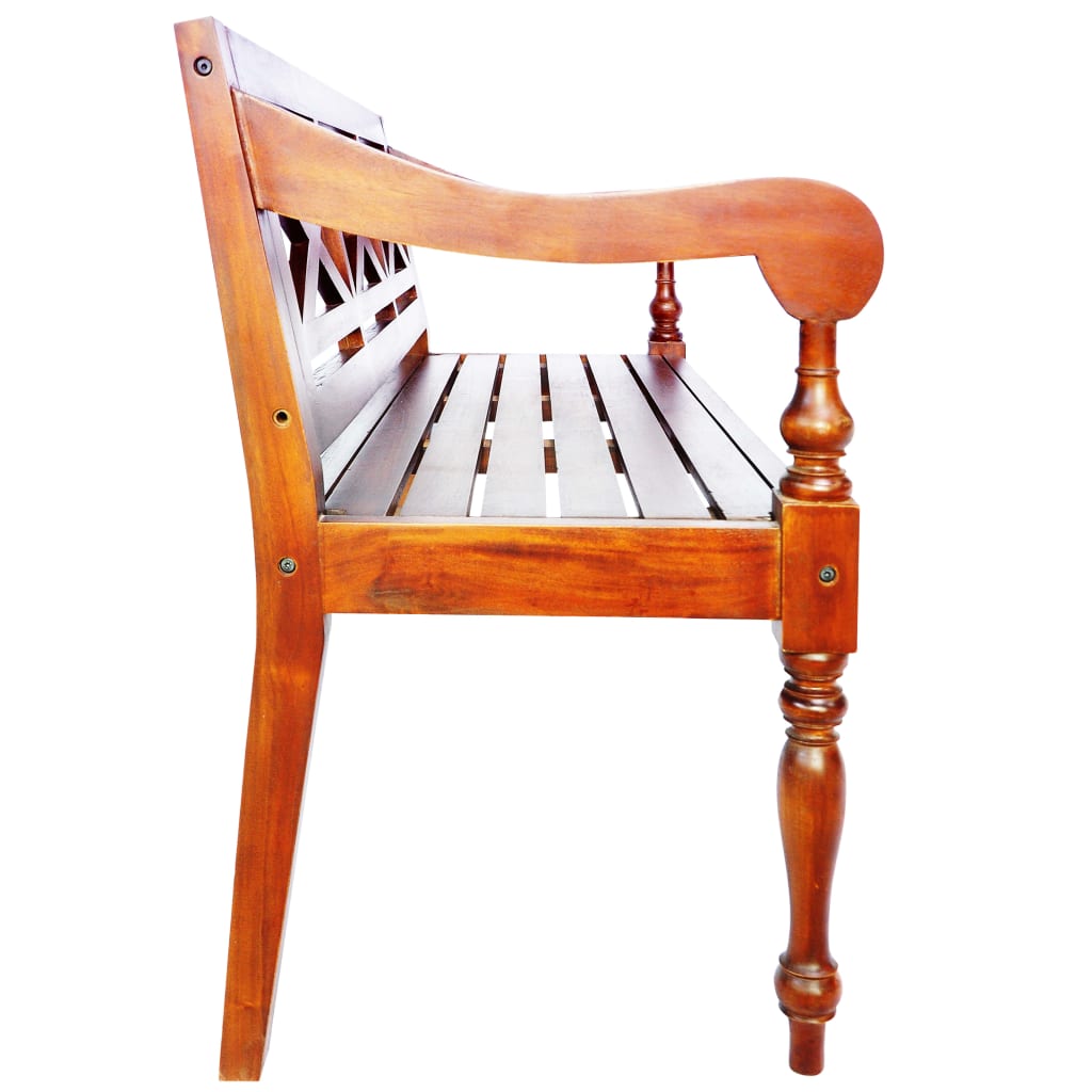 Hagebenk Tre Bataviabenk 136 cm heltre mahogni mørkebrun