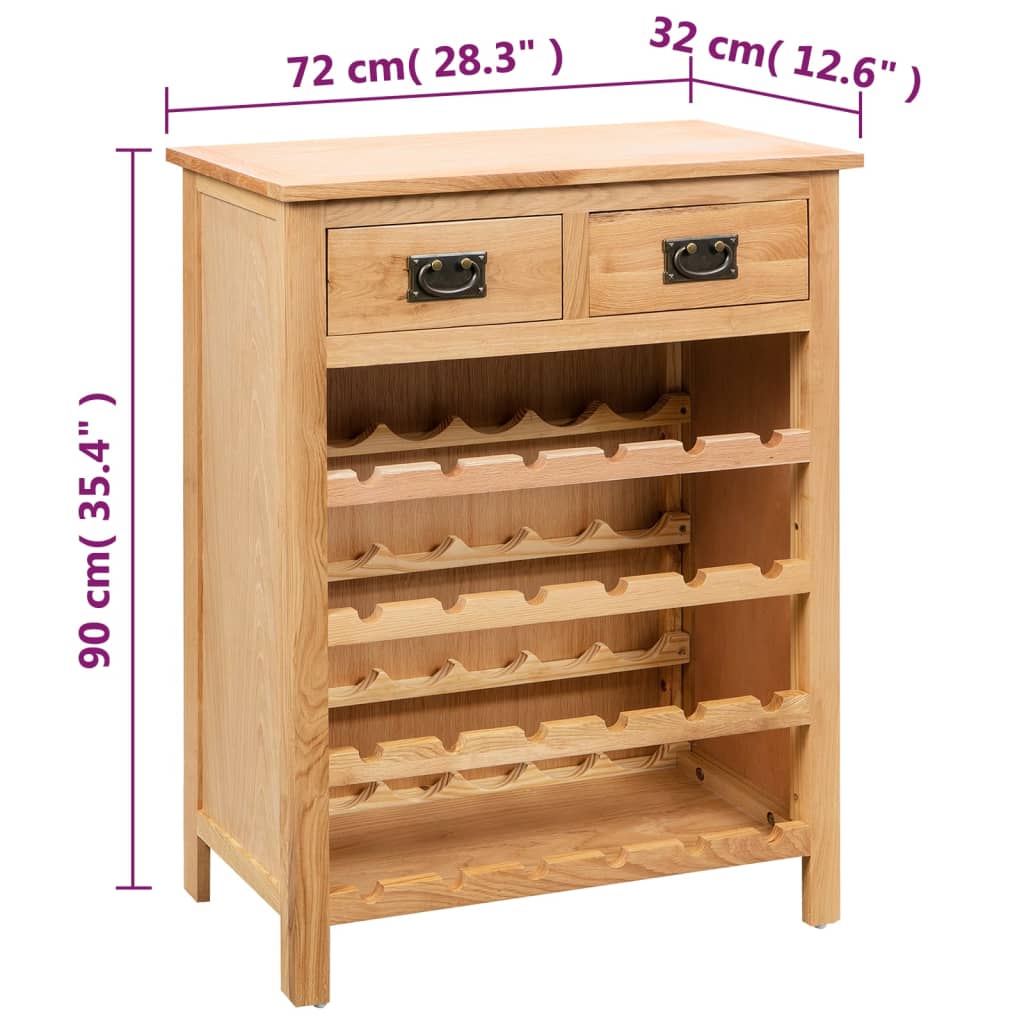 Vinstativ Vinskap 72x32x90 cm heltre eik