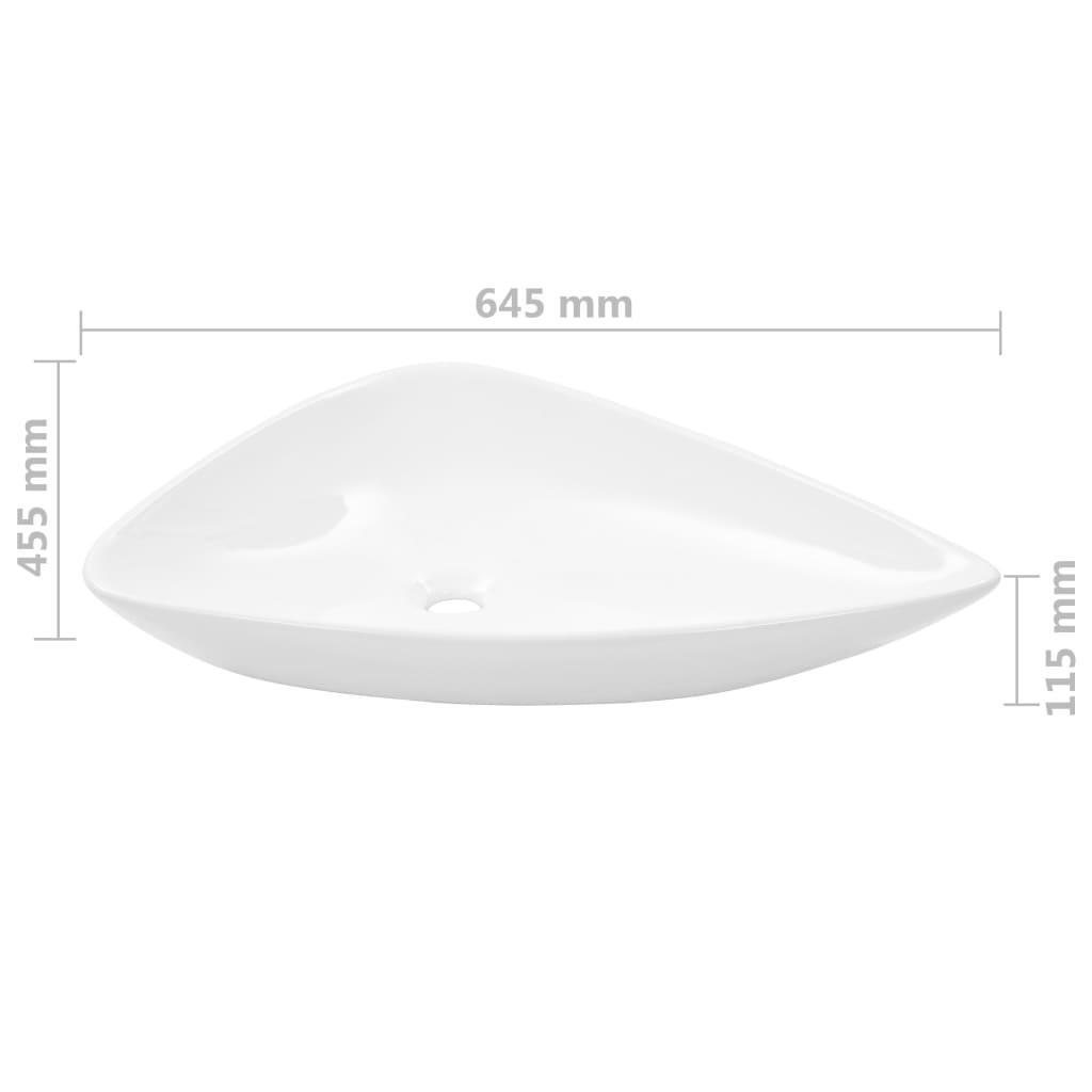 Baderomservant keramisk triangulær Hvit 645x455x115 mm