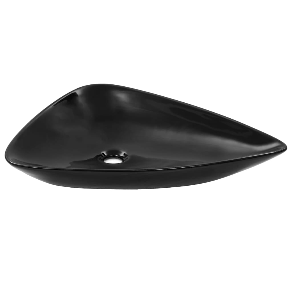 Baderomsvask keramisk triangulær Svart 645x455x115 mm