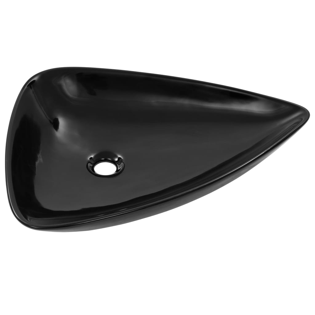 Baderomsvask keramisk triangulær Svart 645x455x115 mm