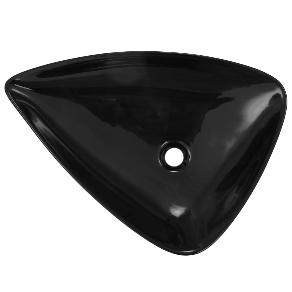 Baderomsvask keramisk triangulær Svart 645x455x115 mm