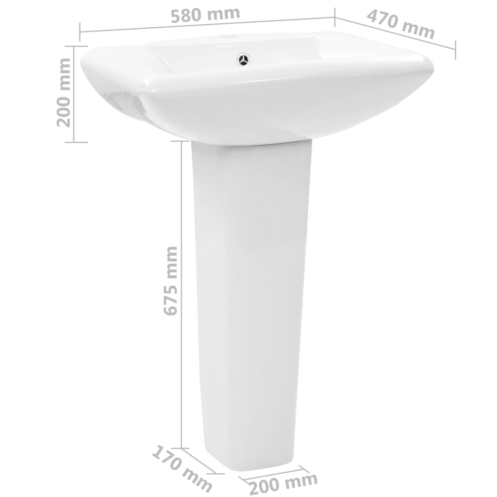 Baderomsvask frittstående sokkel keramisk Hvit 580x470x200 mm