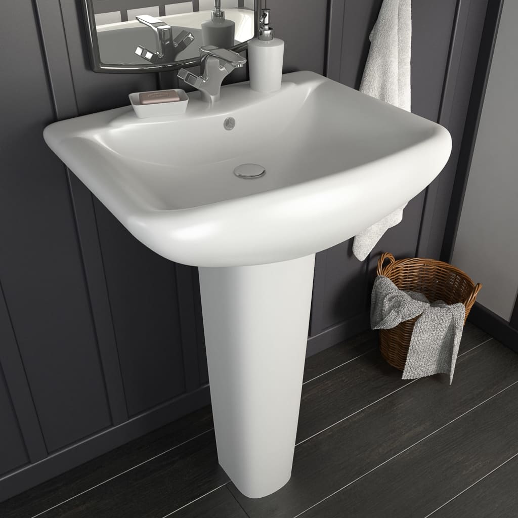Baderomsvask frittstående sokkel keramisk Hvit 580x470x200 mm