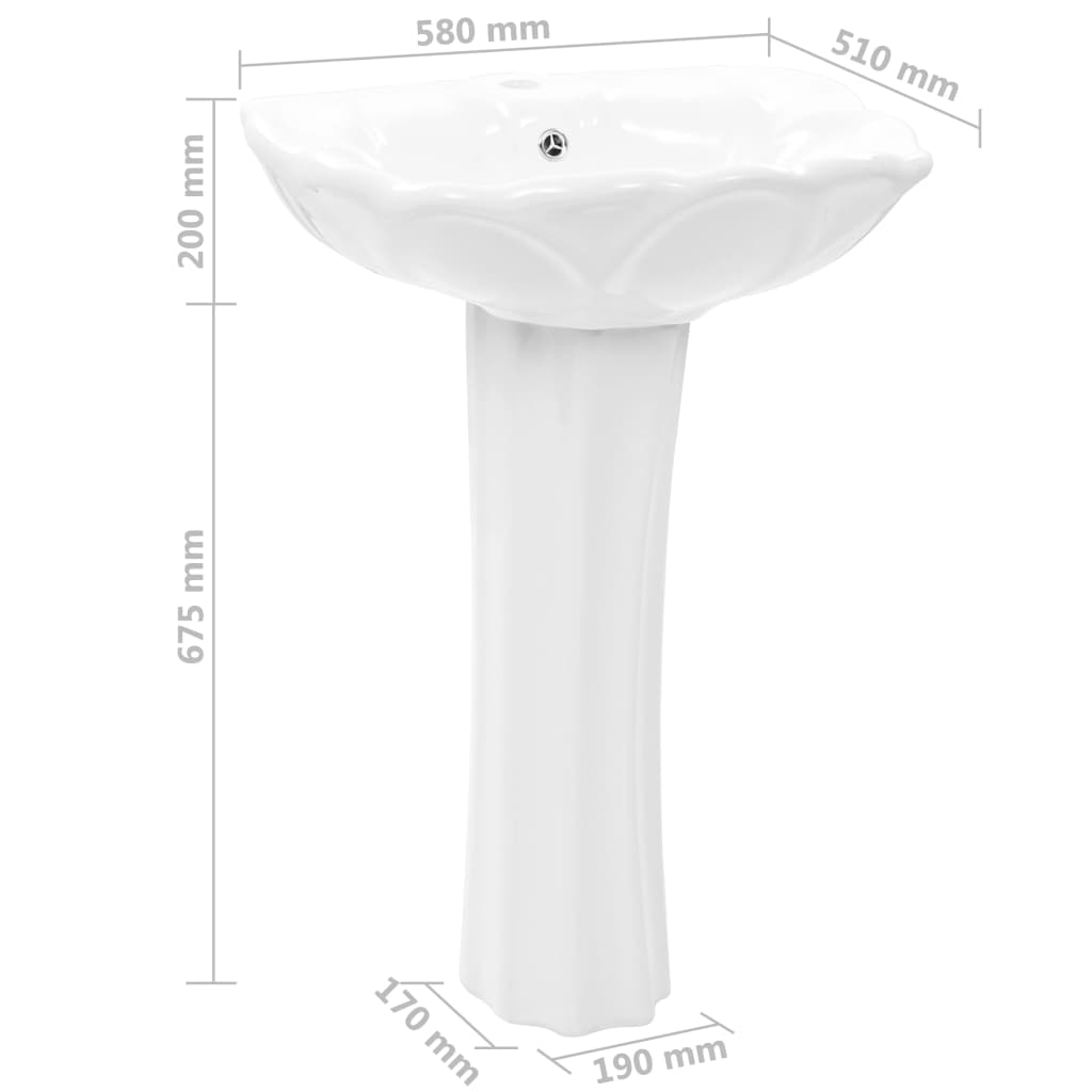Baderomsvask frittstående sokkel keramisk Hvit 580x510x200 mm