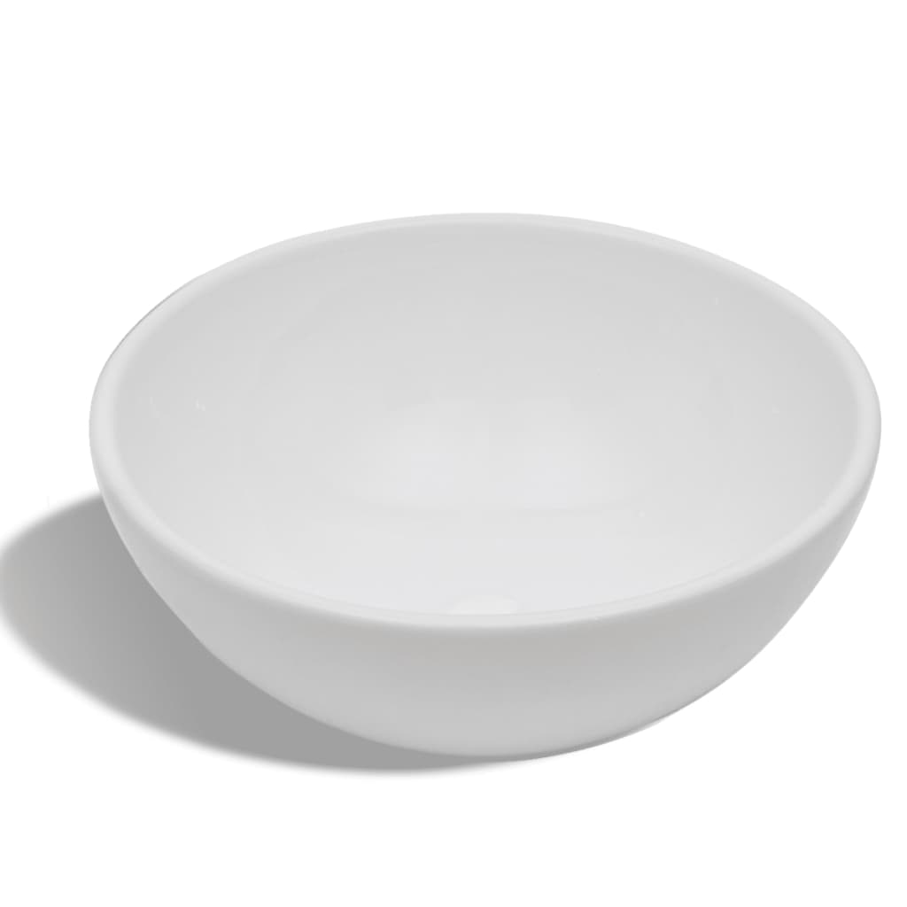 Baderomsvask Hvit med kran keramisk rund