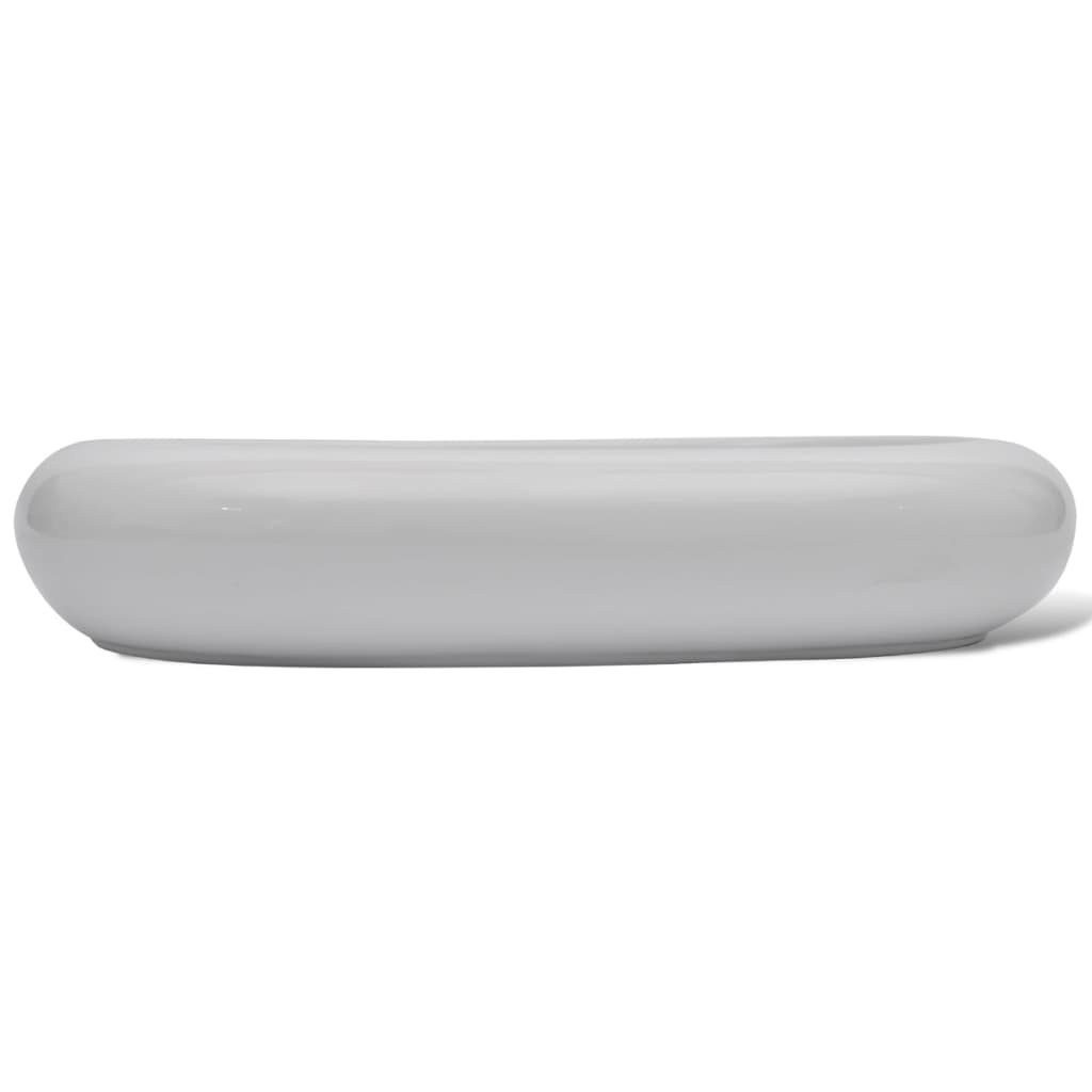 Baderomsvask Hvit med kran keramisk oval