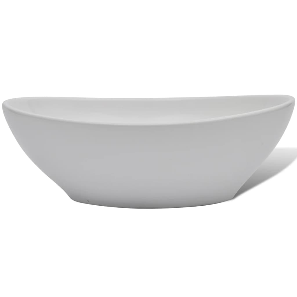 Baderomsvask Hvit med kran keramisk oval