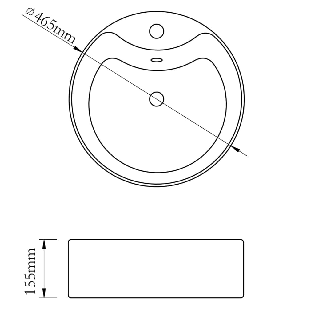 Baderomsvask med overløpsfunksjon 46,5x15,5 cm keramikk sølv