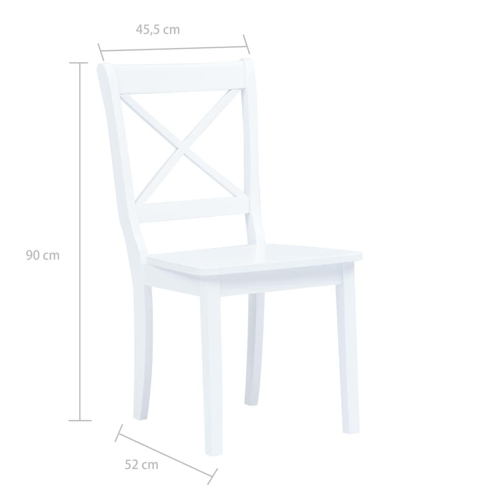 Spisestoler 4 stk hvit heltre gummitre