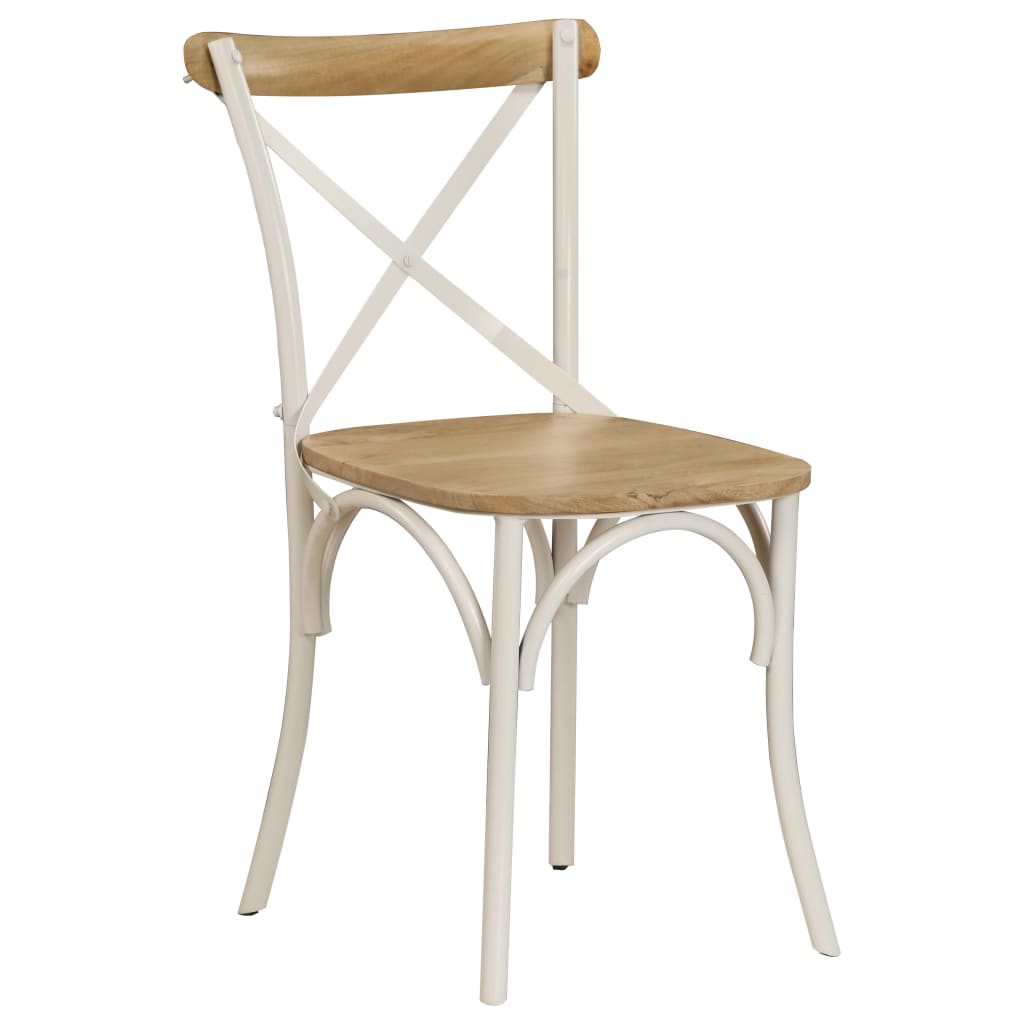 Krysstoler 2 stk hvit heltre mango