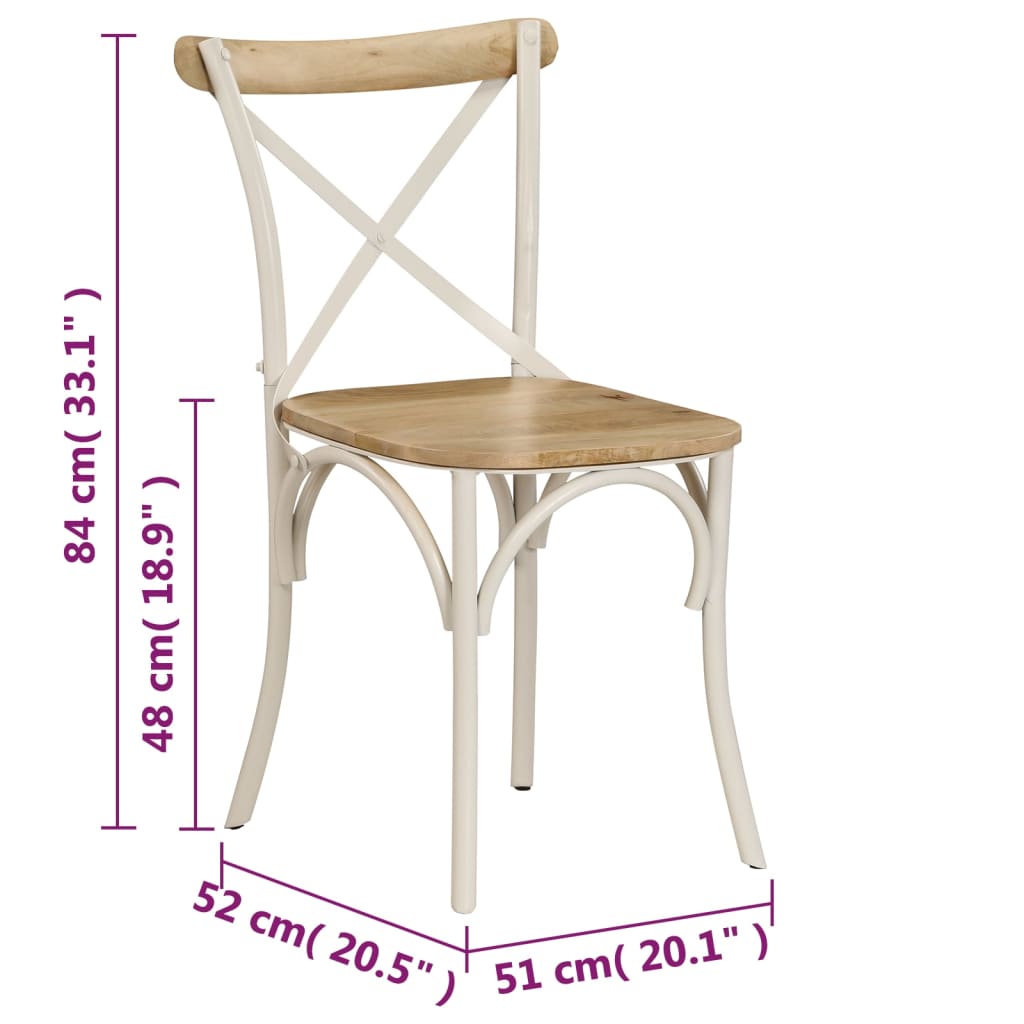 Krysstoler 2 stk hvit heltre mango
