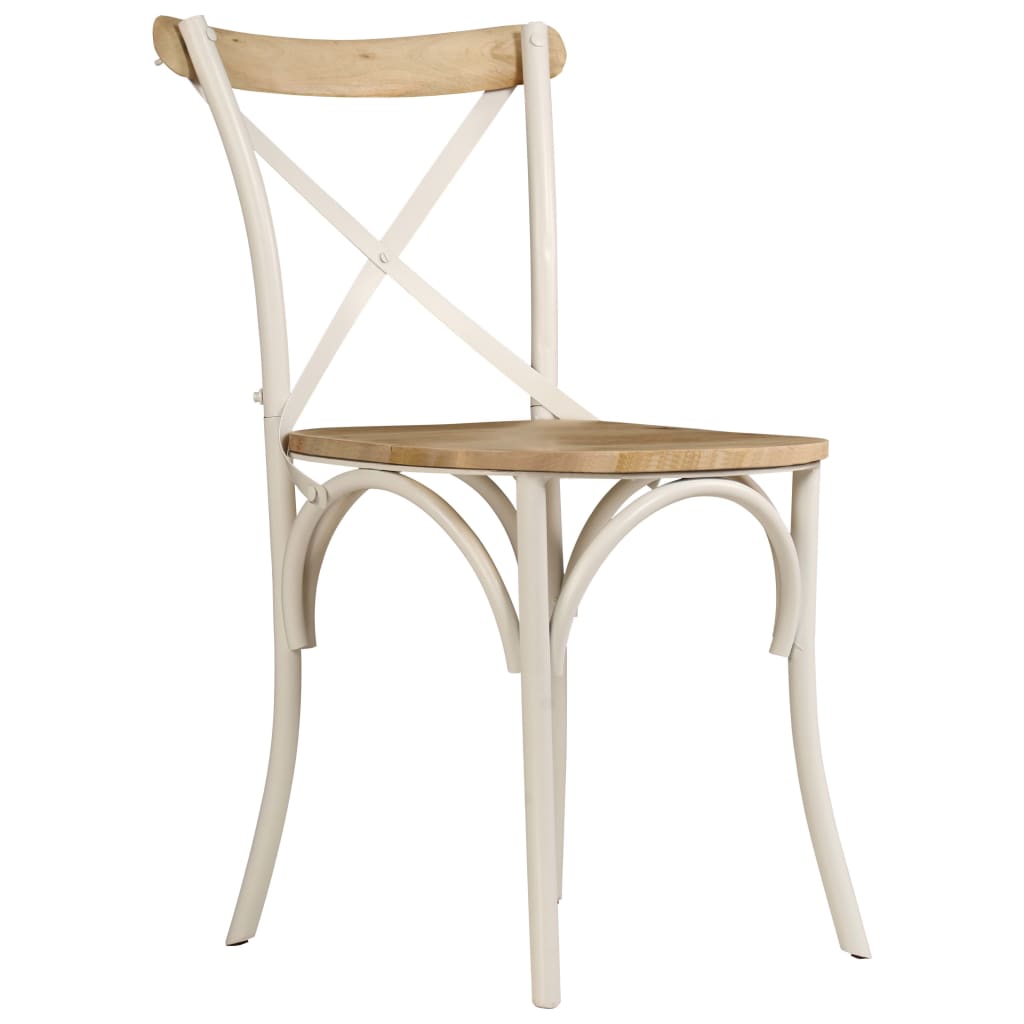 Krysstoler 2 stk hvit heltre mango