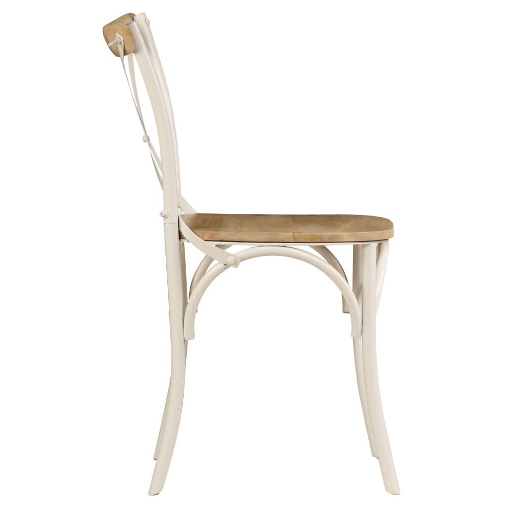 Krysstoler 2 stk hvit heltre mango