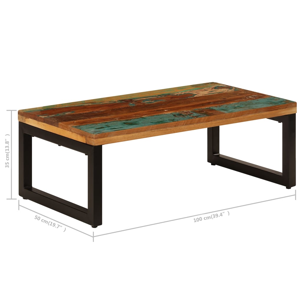 Salongbord Sofabord Tre Gjenvunnet Heltre 100x50x35 cm