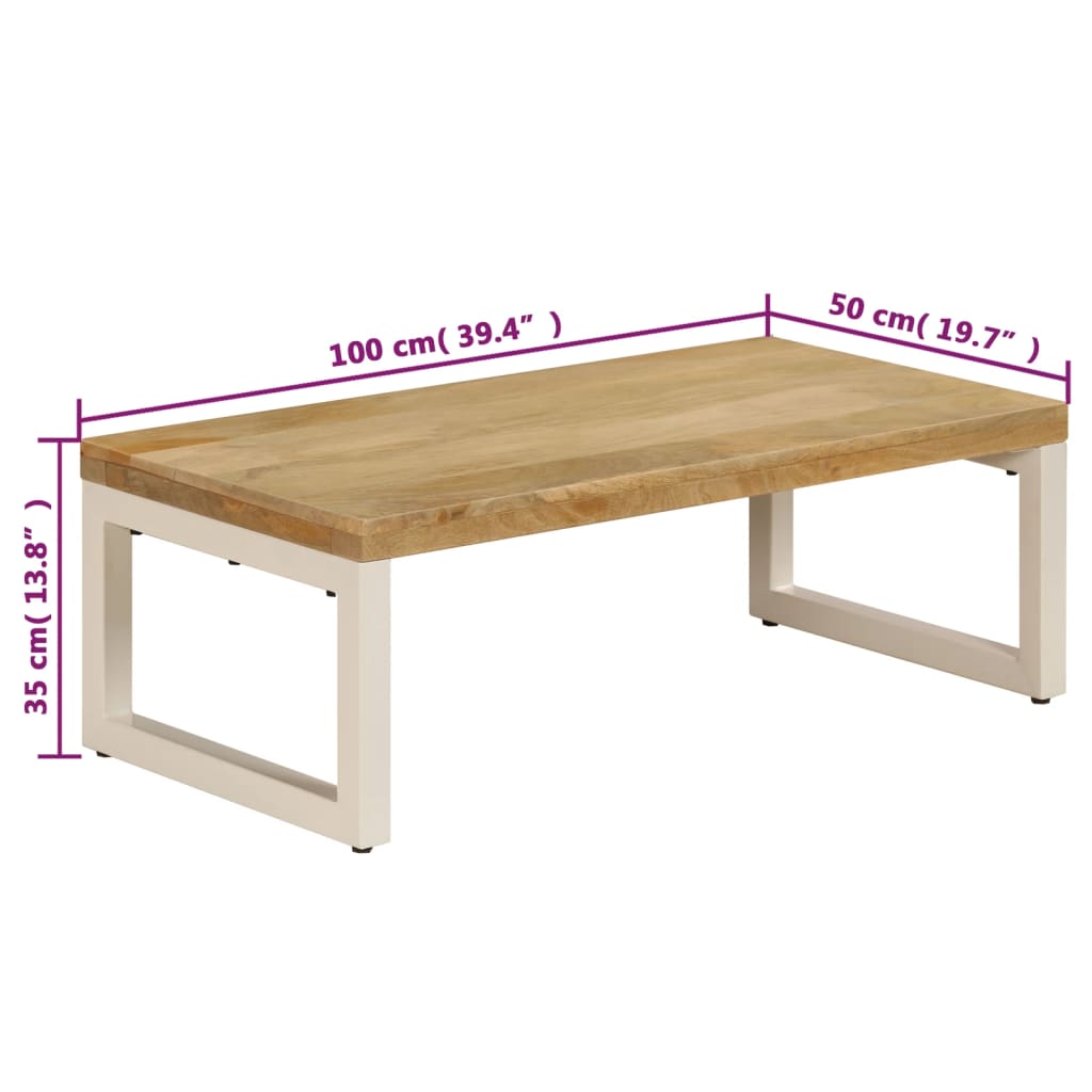 Salongbord Sofabord Tre 100x50x35 cm heltre mango og stål
