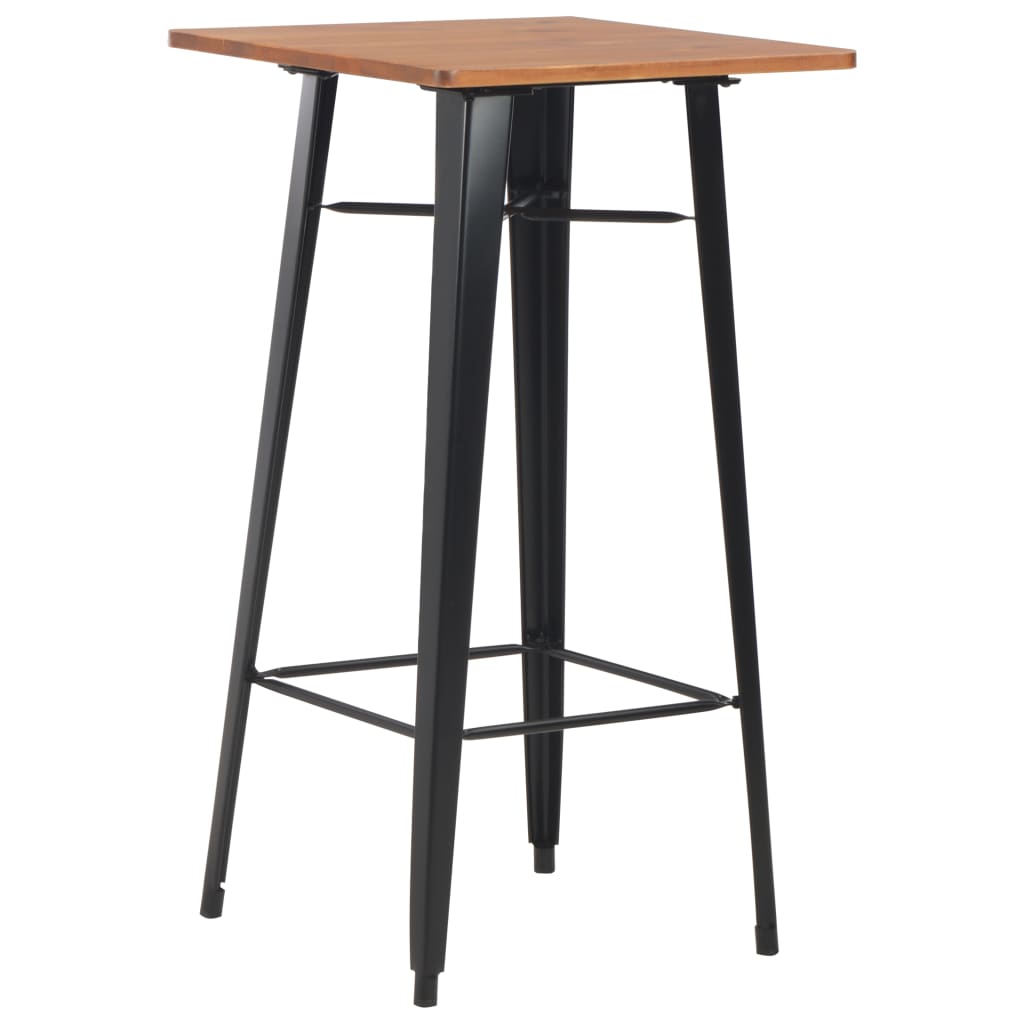 Barbord svart 60x60x108 cm heltre furu stål
