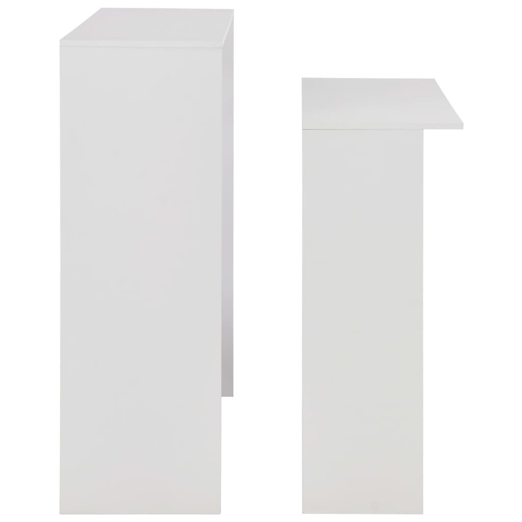 Barbord med 2 bordplater 130x40x120 cm hvit