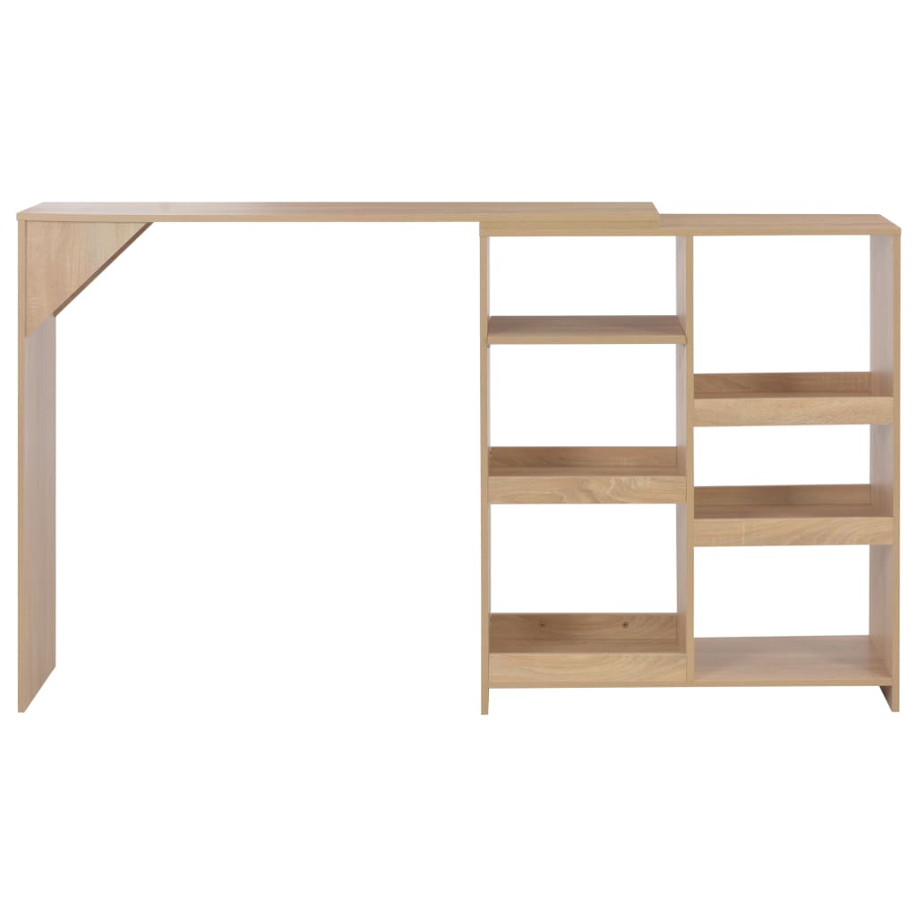 Barbord med flyttbar hylle eik 138x39x110 cm