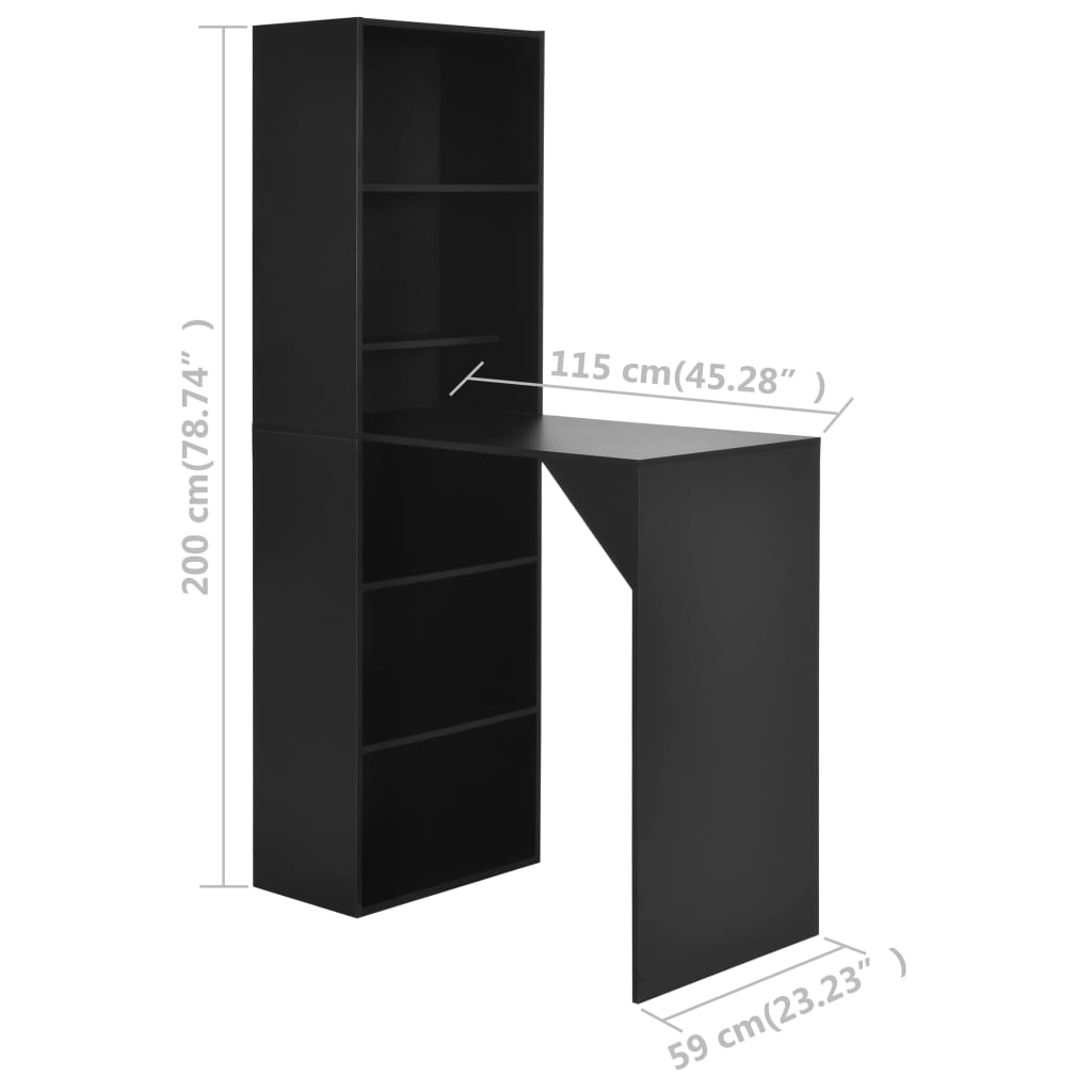 Barbord med skap 115x59x200 cm svart