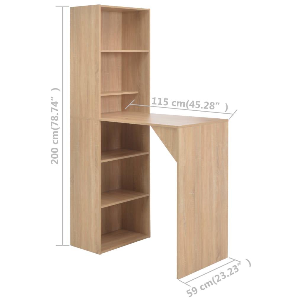 Barbord med skap eik 115x59x200 cm