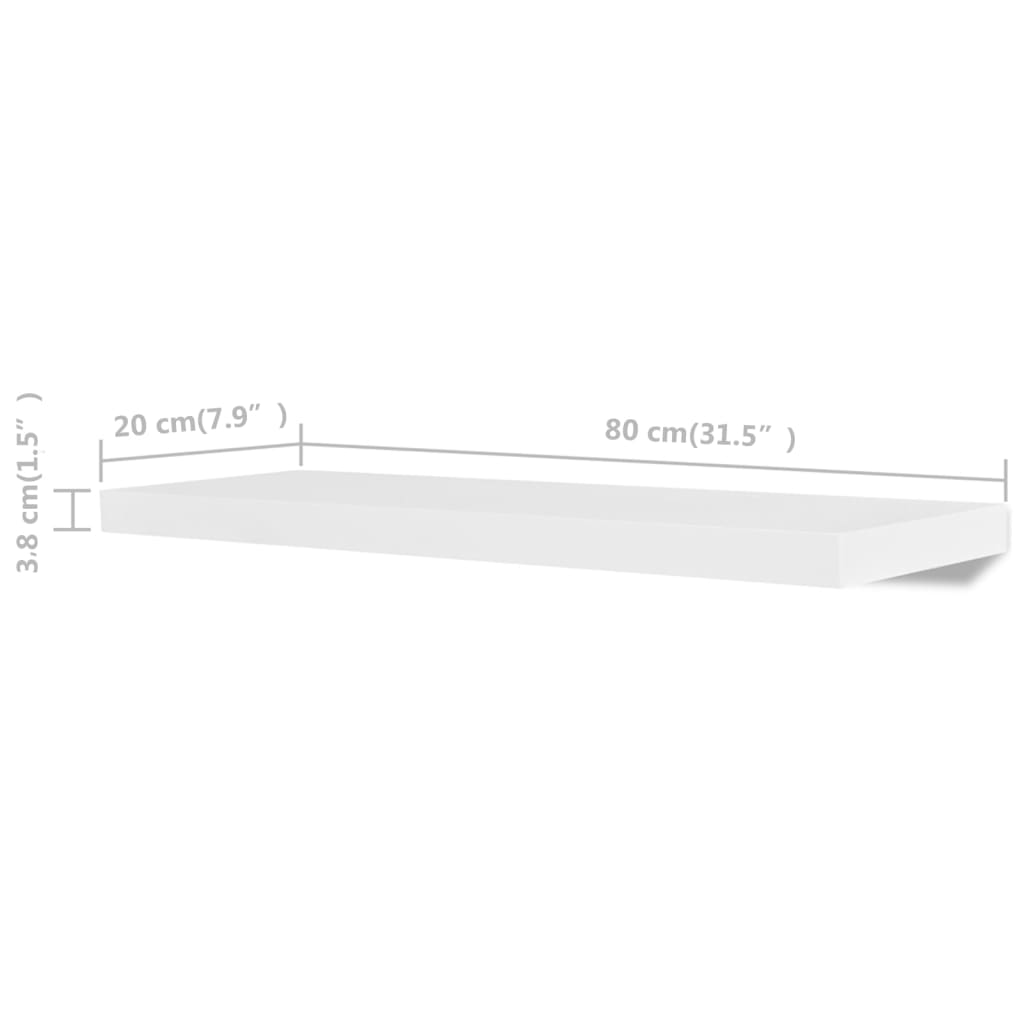 Vegghylle Hvit 4 stk 80 cm
