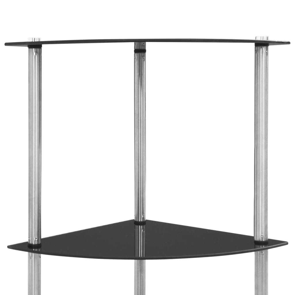 Bokhylle Svart 6 etasjer 30x30x160 cm herdet glass