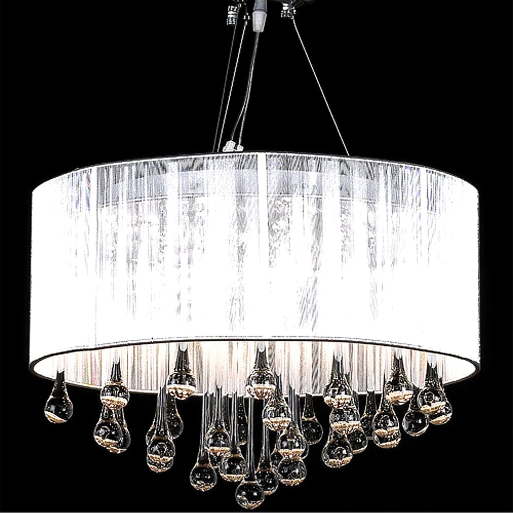 Taklampe Lysekrone med 85 krystaller Hvit